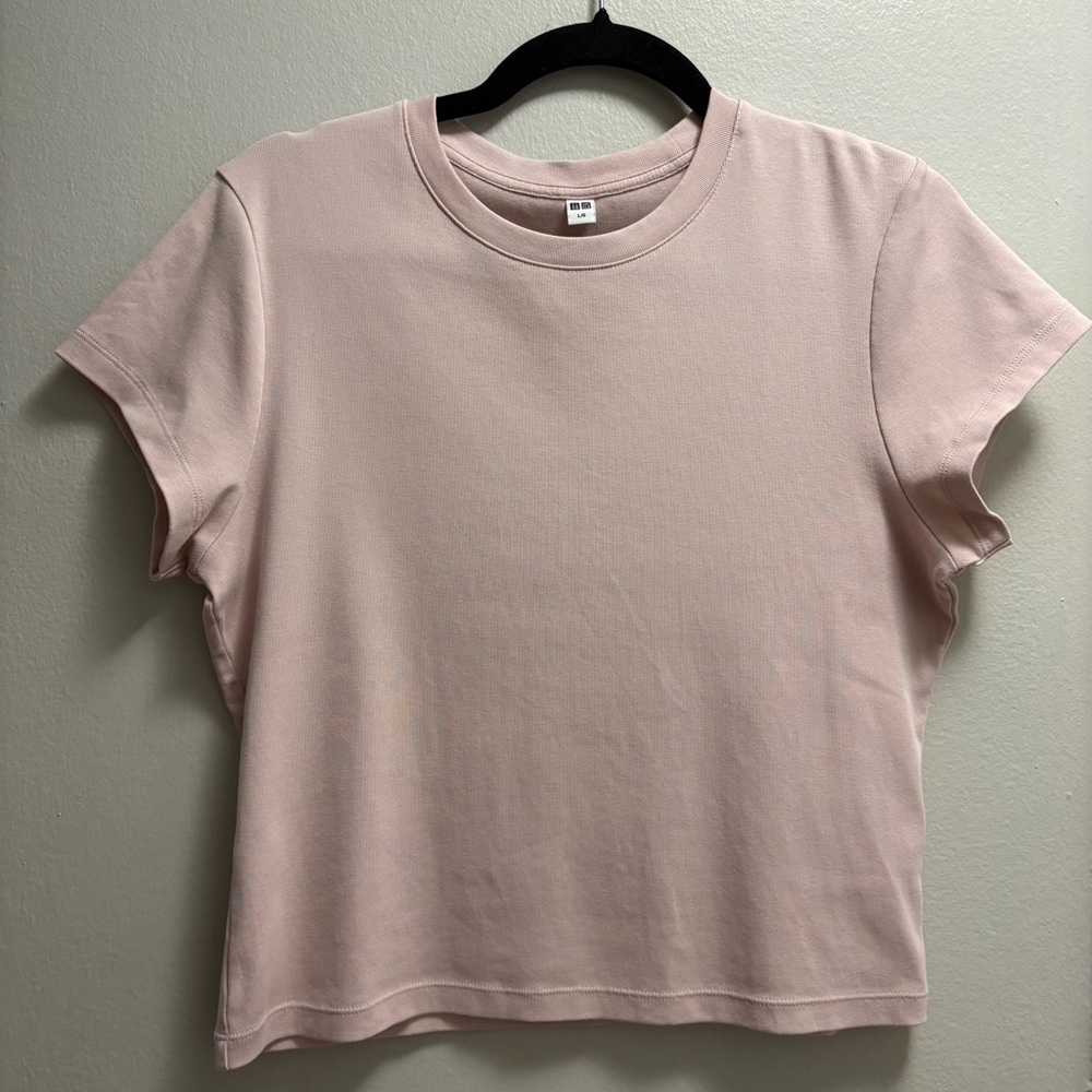 Uniqlo Pink Mini T-Shirt Short Sleeve Size Women's Large Cotton - Picture 3 of 8